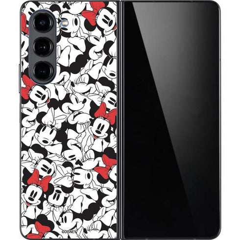 Disney Minnie Mouse Red Color Pop Face Pattern Galaxy Z Fold5 5G Skin