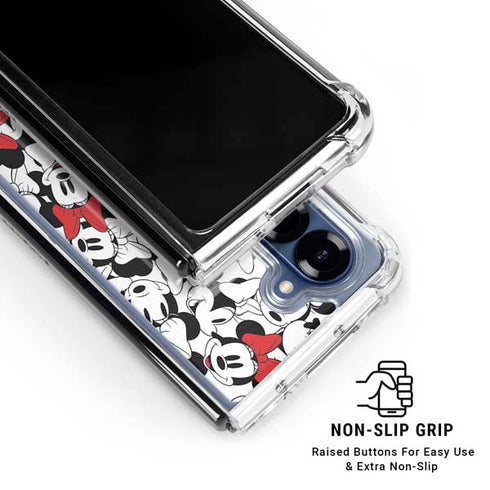 Disney Minnie Mouse Red Color Pop Face Pattern Galaxy Z Fold7 Clear Case