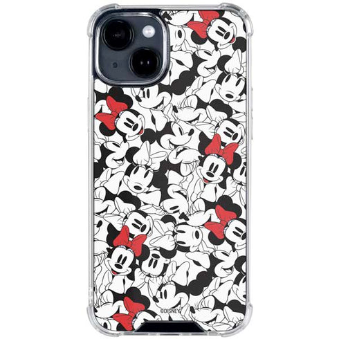 Disney Minnie Mouse Red Color Pop Face Pattern iPhone 15 Clear Case