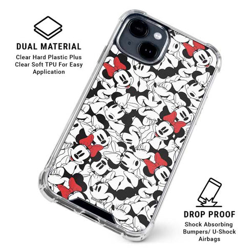 Disney Minnie Mouse Red Color Pop Face Pattern iPhone 15 Clear Case