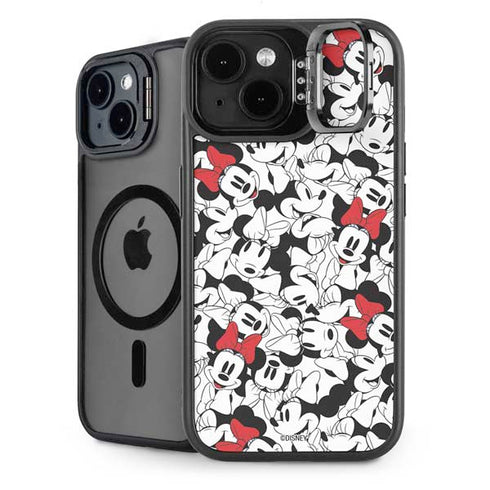 Disney Minnie Mouse Red Color Pop Face Pattern iPhone 15 Plus Kickstand Case