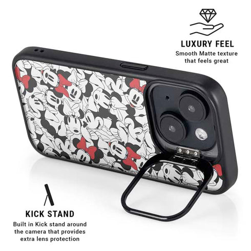 Disney Minnie Mouse Red Color Pop Face Pattern iPhone 15 Plus Kickstand Case