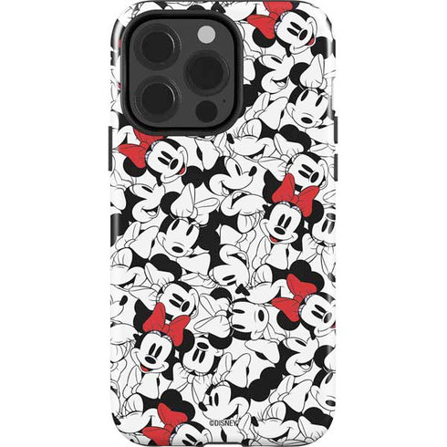 Disney Minnie Mouse Red Color Pop Face Pattern iPhone 15 Pro Impact Case