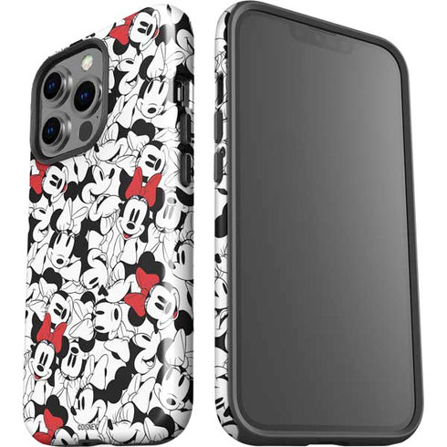 Disney Minnie Mouse Red Color Pop Face Pattern iPhone 15 Pro Impact Case