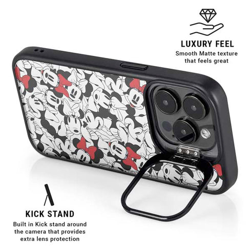 Disney Minnie Mouse Red Color Pop Face Pattern iPhone 15 Pro Kickstand Case