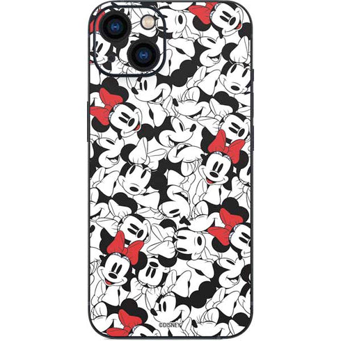 Disney Minnie Mouse Red Color Pop Face Pattern iPhone 15 Skin