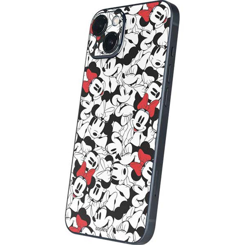 Disney Minnie Mouse Red Color Pop Face Pattern iPhone 15 Skin