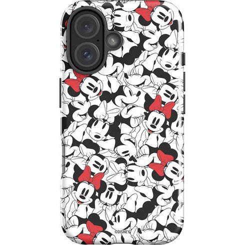 Disney Minnie Mouse Red Color Pop Face Pattern iPhone 16 Plus Impact Case