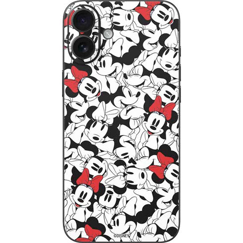 Disney Minnie Mouse Red Color Pop Face Pattern iPhone 16 Plus Skin