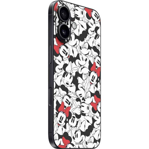 Disney Minnie Mouse Red Color Pop Face Pattern iPhone 16 Plus Skin