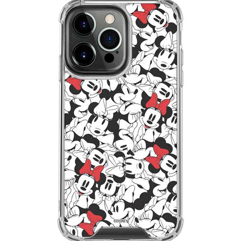 Disney Minnie Mouse Red Color Pop Face Pattern iPhone 16 Pro Max Clear Case