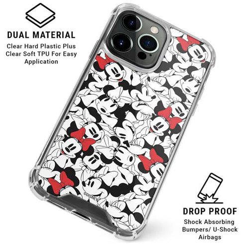 Disney Minnie Mouse Red Color Pop Face Pattern iPhone 16 Pro Max Clear Case