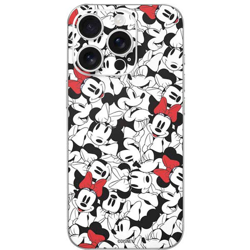Disney Minnie Mouse Red Color Pop Face Pattern iPhone 16 Pro Skin