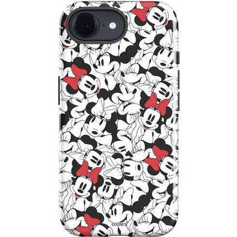 Disney Minnie Mouse Red Color Pop Face Pattern iPhone 16e Impact Case