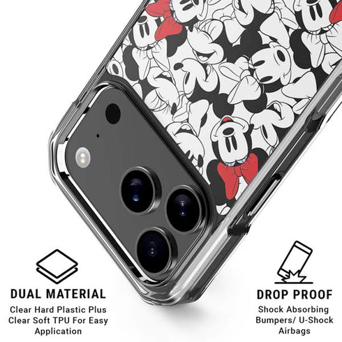 Disney Minnie Mouse Red Color Pop Face Pattern iPhone 17 Pro Clear Case