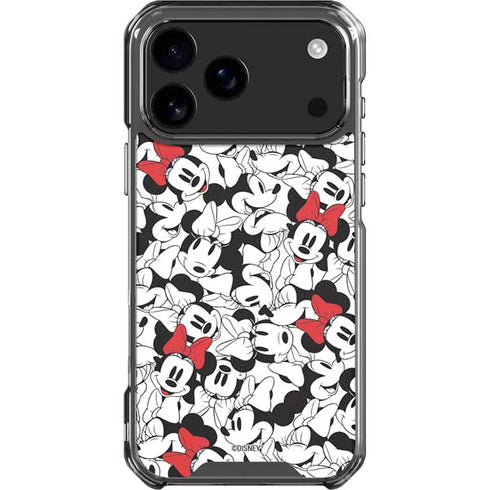 Disney Minnie Mouse Red Color Pop Face Pattern iPhone 17 Pro Max Clear Case