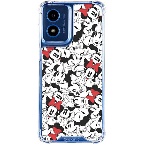 Disney Minnie Mouse Red Color Pop Face Pattern Moto G Play 4G (2024) Clear Case