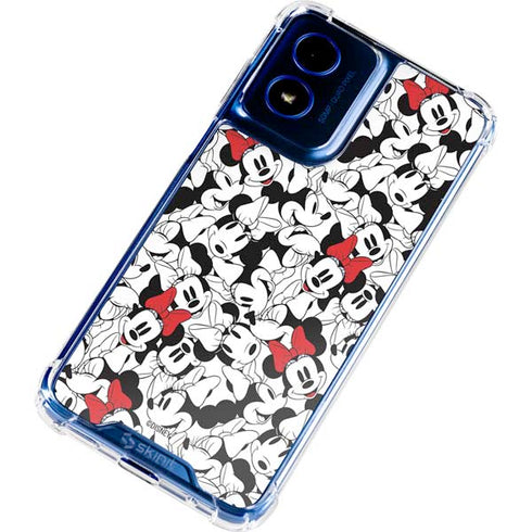 Disney Minnie Mouse Red Color Pop Face Pattern Moto G Play 4G (2024) Clear Case