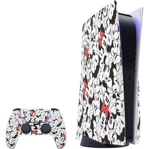 Disney Minnie Mouse Red Color Pop Face Pattern PlayStation PS5 Skins