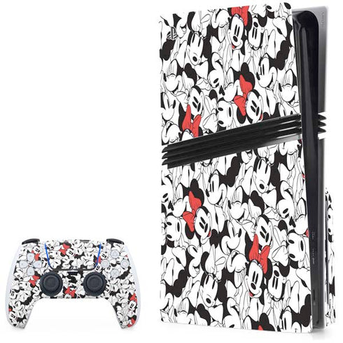 Disney Minnie Mouse Red Color Pop Face Pattern PS5 Pro Disk Bundle Skin