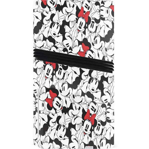 Disney Minnie Mouse Red Color Pop Face Pattern PS5 Pro Disk Console Skin