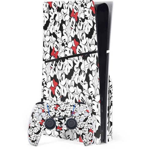 Disney Minnie Mouse Red Color Pop Face Pattern PlayStation PS5 Skins