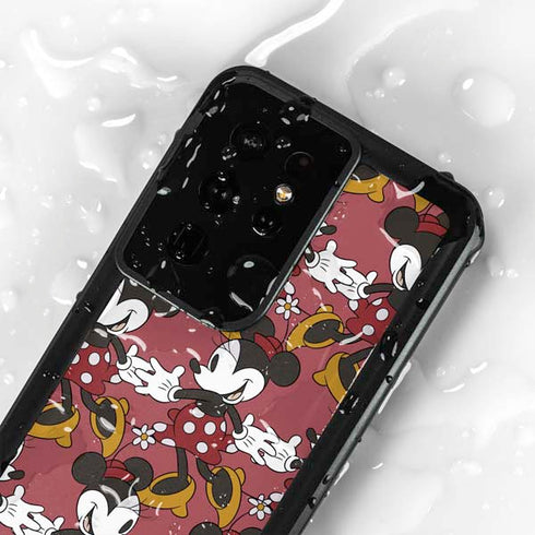 Disney Minnie Mouse Dancing Pattern Galaxy S24 Ultra Waterproof Case