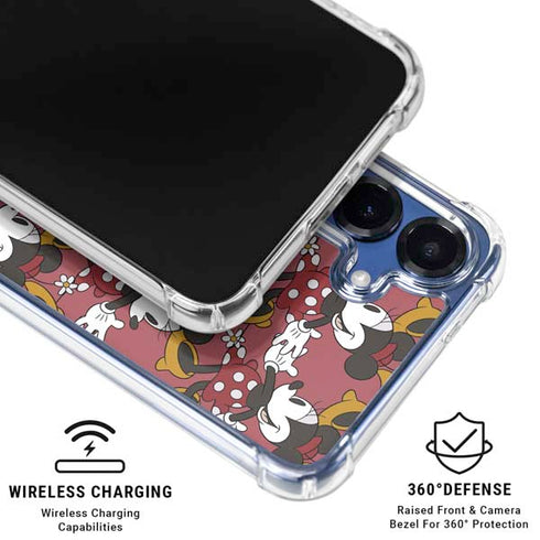 Disney Minnie Mouse Dancing Pattern Galaxy S25 Clear Case