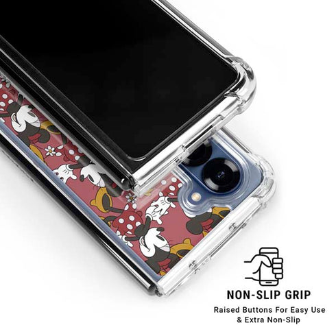 Disney Minnie Mouse Dancing Pattern Galaxy Z Fold6 Clear Case