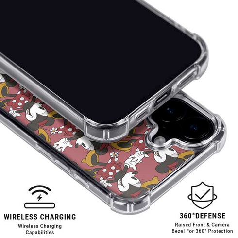 Disney Minnie Mouse Dancing Pattern iPhone 16 Plus Clear Case