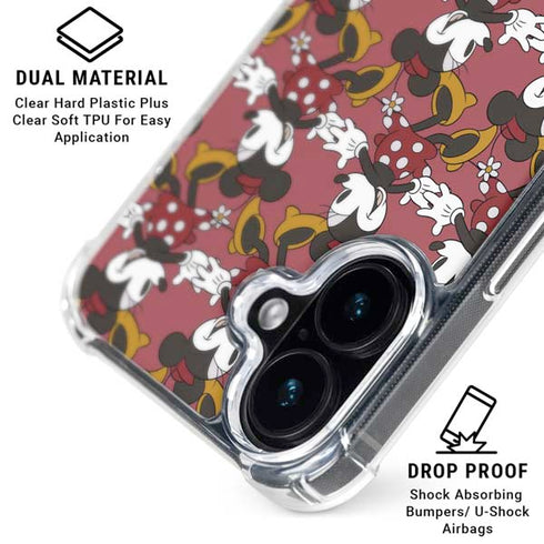 Disney Minnie Mouse Dancing Pattern iPhone 16 Plus Clear Case