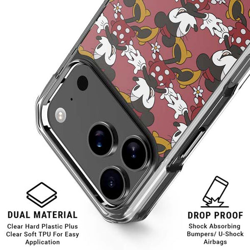 Disney Minnie Mouse Dancing Pattern iPhone 18 Pro Clear Case