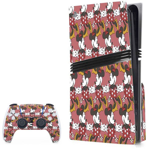 Disney Minnie Mouse Dancing Pattern PS5 Pro Disk Bundle Skin