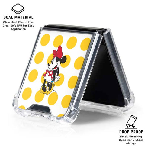 Disney Minnie Mouse Profile Yellow Dots Galaxy Z Flip6 Clear Case