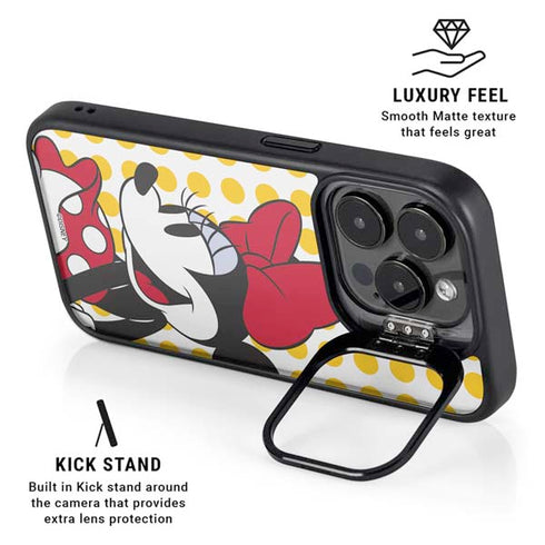 Disney Minnie Mouse Profile Yellow Dots iPhone 14 Pro Max Kickstand Case