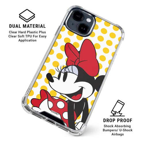 Disney Minnie Mouse Profile Yellow Dots iPhone 15 Clear Case