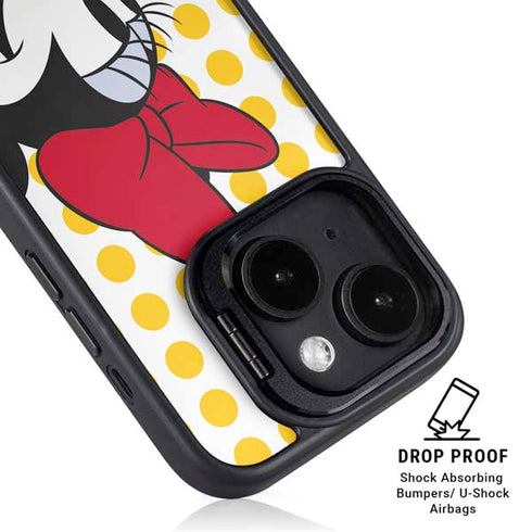 Disney Minnie Mouse Profile Yellow Dots iPhone 15 Kickstand Case
