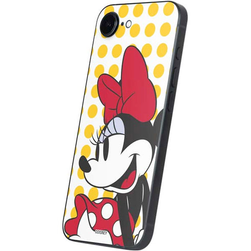 Disney Minnie Mouse Profile Yellow Dots iPhone 16e Skin