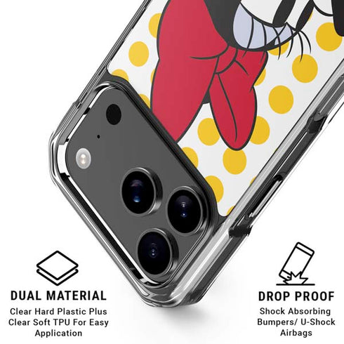 Disney Minnie Mouse Profile Yellow Dots iPhone 18 Pro Clear Case