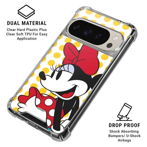 Disney Minnie Mouse Profile Yellow Dots Pixel 9/9 Pro Clear Case