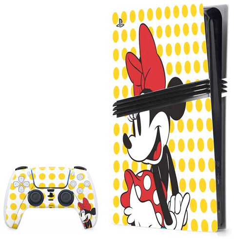 Disney Minnie Mouse Profile Yellow Dots PS5 Pro Bundle Skin