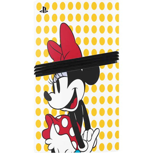 Disney Minnie Mouse Profile Yellow Dots PS5 Pro Console Skin