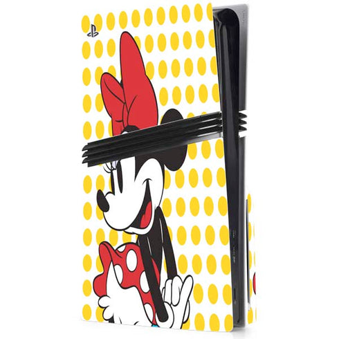 Disney Minnie Mouse Profile Yellow Dots PS5 Pro Disk Console Skin