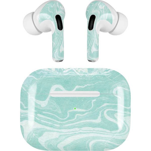 Mint Marbling AirPods Skins