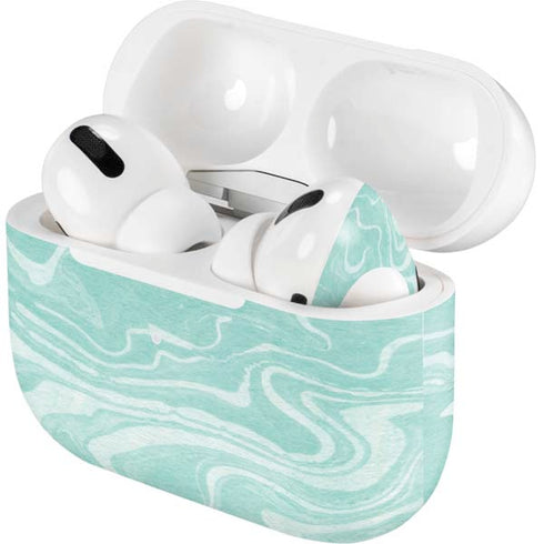 Mint Marbling AirPods Skins