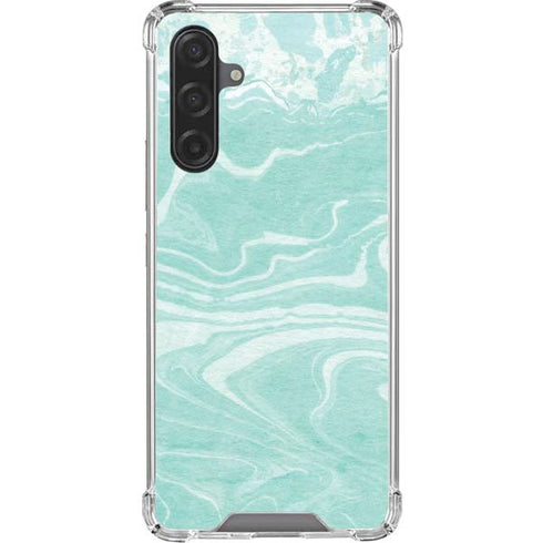 Mint Marbling Galaxy A17 Clear Case