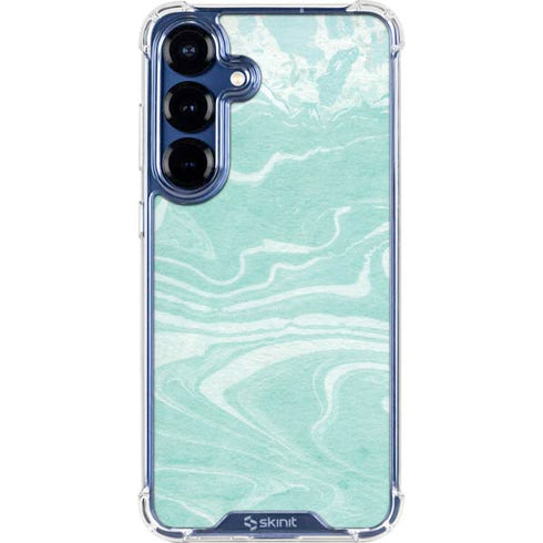 Mint Marbling Galaxy S25 Plus Clear Case