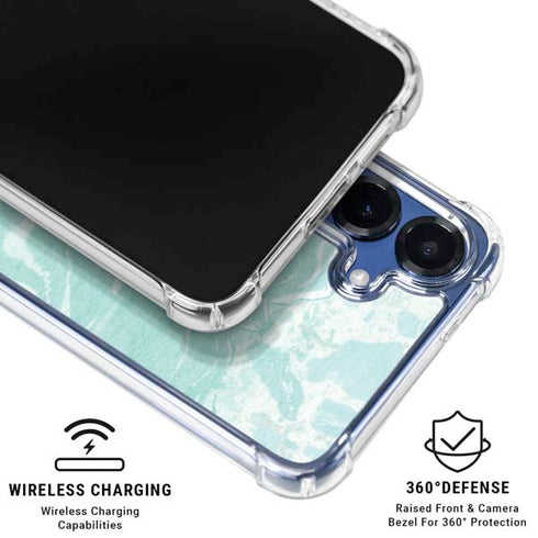 Mint Marbling Galaxy S25 Plus Clear Case