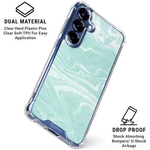 Mint Marbling Galaxy S25 Plus Clear Case