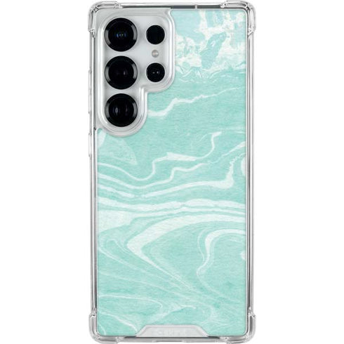 Mint Marbling Galaxy S25 Ultra Clear Case
